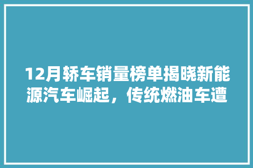 12月轿车销量榜单揭晓新能源汽车崛起，传统燃油车遭遇挑战