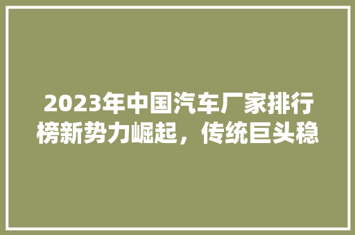 2023年中国汽车厂家排行榜新势力崛起，传统巨头稳坐江山