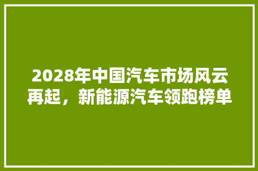 2028年中国汽车市场风云再起，新能源汽车领跑榜单