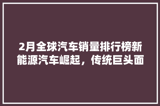 2月全球汽车销量排行榜新能源汽车崛起，传统巨头面临挑战 车联网技术