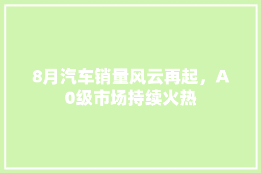8月汽车销量风云再起，A0级市场持续火热