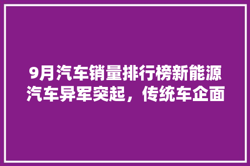 9月汽车销量排行榜新能源汽车异军突起，传统车企面临挑战