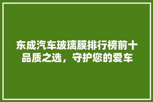 东成汽车玻璃膜排行榜前十品质之选，守护您的爱车 混合动力车