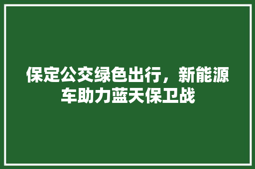 保定公交绿色出行，新能源车助力蓝天保卫战