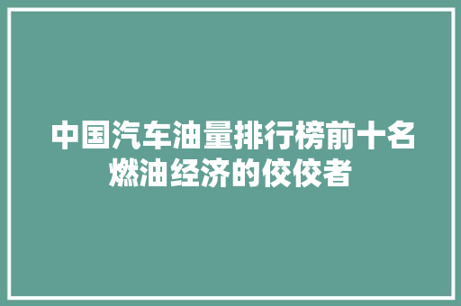 中国汽车油量排行榜前十名燃油经济的佼佼者