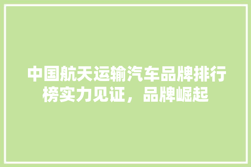中国航天运输汽车品牌排行榜实力见证，品牌崛起 车型评测