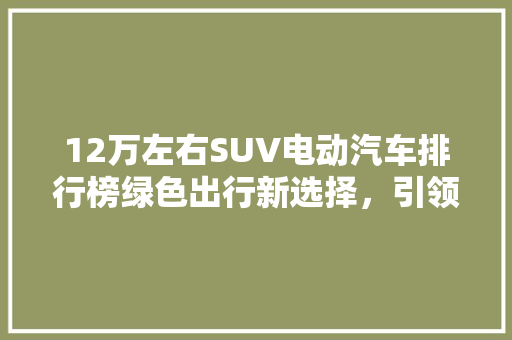 12万左右SUV电动汽车排行榜绿色出行新选择，引领未来出行潮流