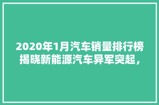 2020年1月汽车销量排行榜揭晓新能源汽车异军突起，市场格局再重塑