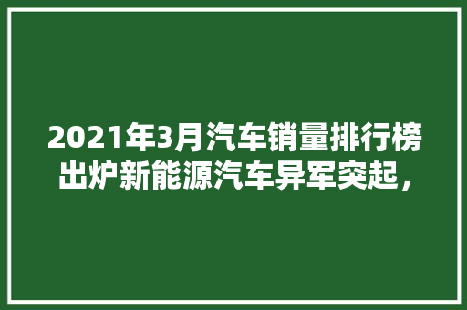 2021年3月汽车销量排行榜出炉新能源汽车异军突起，市场格局再创新局