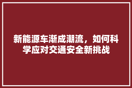 新能源车渐成潮流，如何科学应对交通安全新挑战