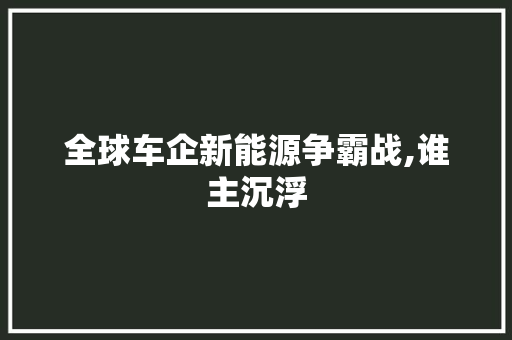 全球车企新能源争霸战,谁主沉浮 汽车轮胎