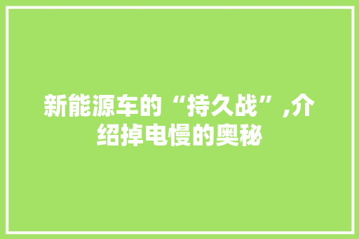 新能源车的“持久战”,介绍掉电慢的奥秘