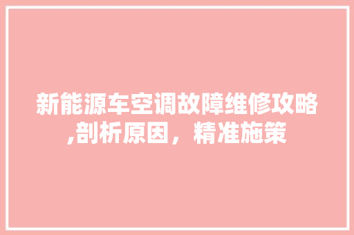 新能源车空调故障维修攻略,剖析原因，精准施策