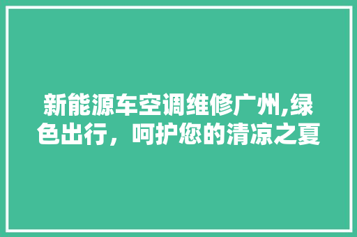 新能源车空调维修广州,绿色出行，呵护您的清凉之夏 新能源汽车