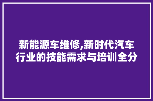 新能源车维修,新时代汽车行业的技能需求与培训全分析