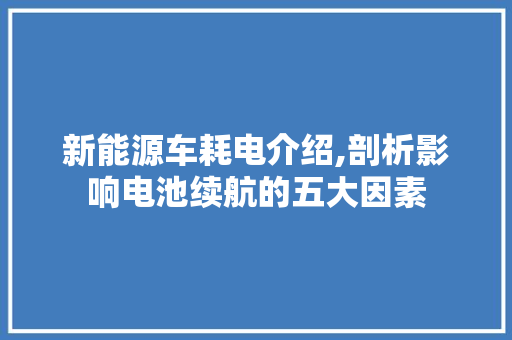 新能源车耗电介绍,剖析影响电池续航的五大因素