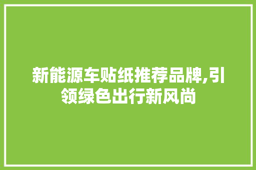 新能源车贴纸推荐品牌,引领绿色出行新风尚 汽车配件