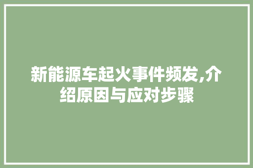 新能源车起火事件频发,介绍原因与应对步骤