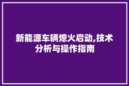 新能源车辆熄火启动,技术分析与操作指南
