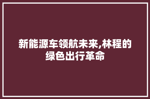 新能源车领航未来,林程的绿色出行革命