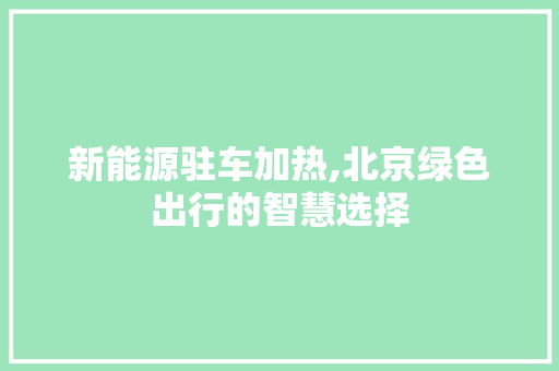 新能源驻车加热,北京绿色出行的智慧选择