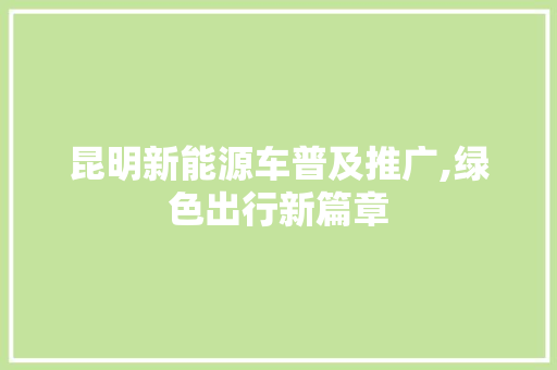 昆明新能源车普及推广,绿色出行新篇章 车型评测
