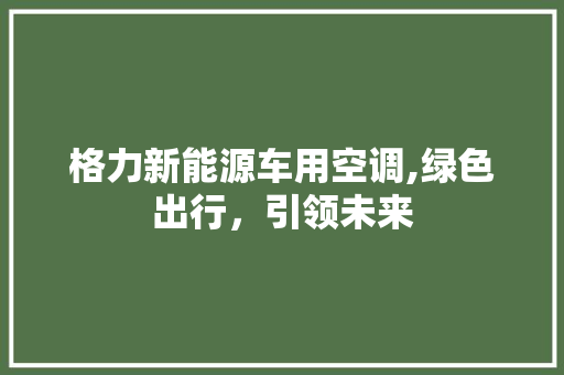 格力新能源车用空调,绿色出行，引领未来