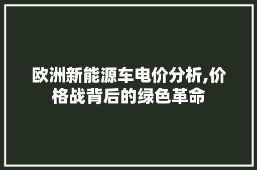 欧洲新能源车电价分析,价格战背后的绿色革命 汽车轮胎