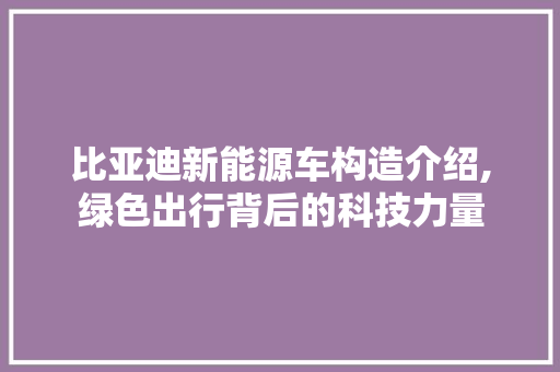 比亚迪新能源车构造介绍,绿色出行背后的科技力量