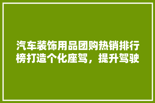 汽车装饰用品团购热销排行榜打造个化座驾，提升驾驶体验