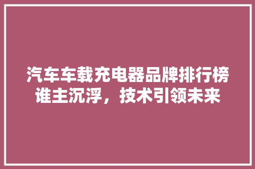 汽车车载充电器品牌排行榜谁主沉浮，技术引领未来