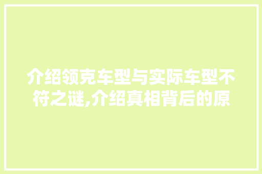 介绍领克车型与实际车型不符之谜,介绍真相背后的原因