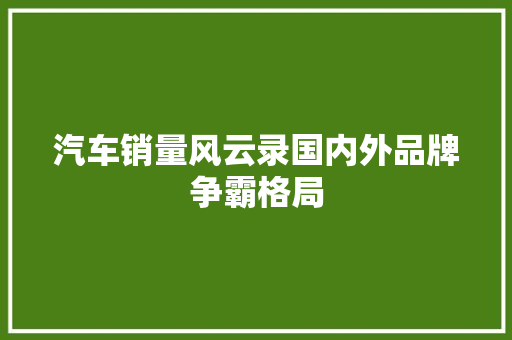 汽车销量风云录国内外品牌争霸格局