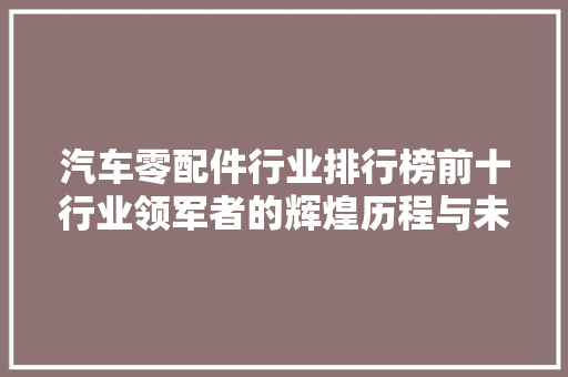 汽车零配件行业排行榜前十行业领军者的辉煌历程与未来展望
