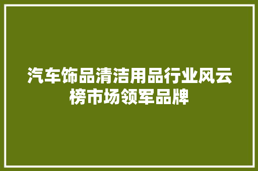汽车饰品清洁用品行业风云榜市场领军品牌