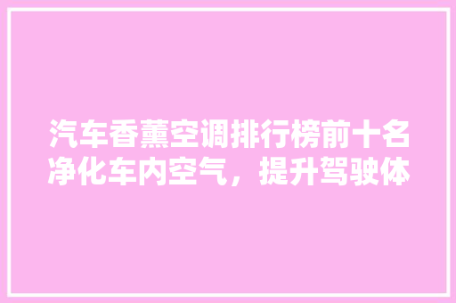 汽车香薰空调排行榜前十名净化车内空气，提升驾驶体验