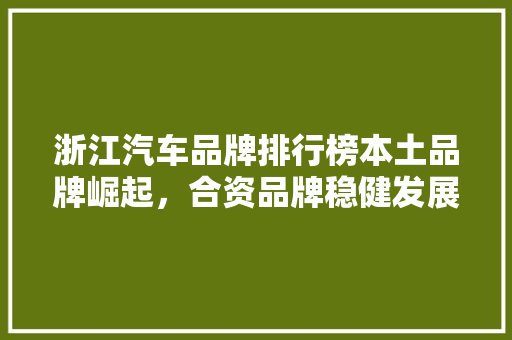 浙江汽车品牌排行榜本土品牌崛起，合资品牌稳健发展