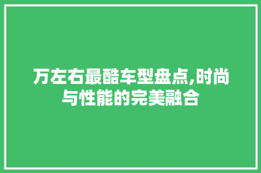 万左右最酷车型盘点,时尚与性能的完美融合