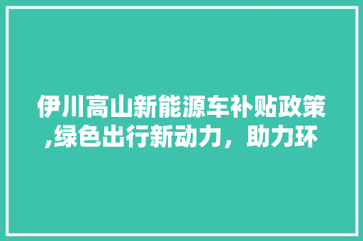 伊川高山新能源车补贴政策,绿色出行新动力，助力环保与经济发展 汽车轮胎