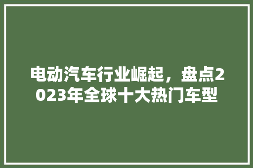 电动汽车行业崛起，盘点2023年全球十大热门车型