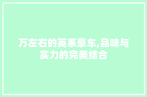 万左右的英系豪车,品味与实力的完美结合