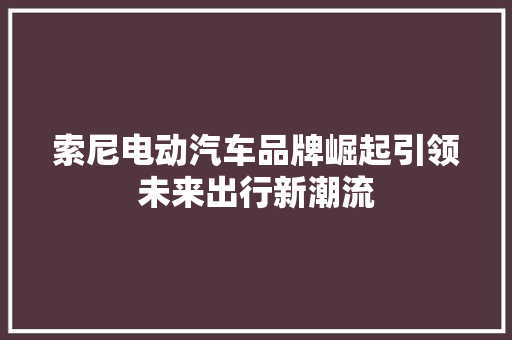 索尼电动汽车品牌崛起引领未来出行新潮流 混合动力车