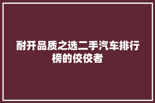 耐开品质之选二手汽车排行榜的佼佼者