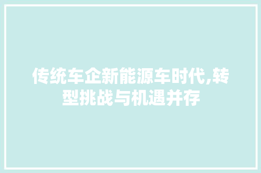 传统车企新能源车时代,转型挑战与机遇并存