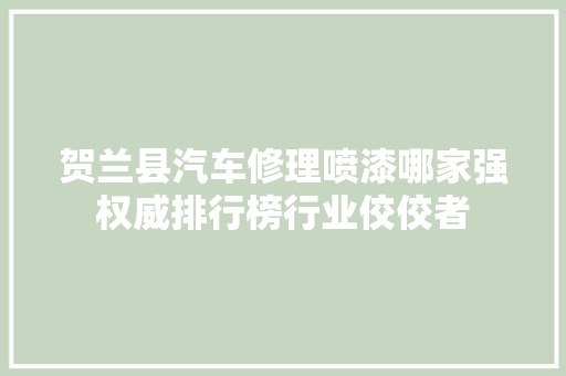 贺兰县汽车修理喷漆哪家强权威排行榜行业佼佼者 车型评测