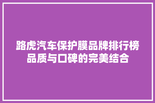 路虎汽车保护膜品牌排行榜品质与口碑的完美结合