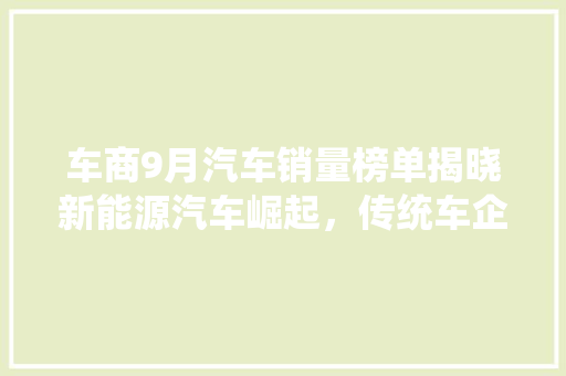 车商9月汽车销量榜单揭晓新能源汽车崛起，传统车企面临挑战 汽车展览