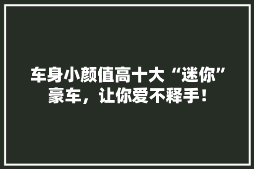 车身小颜值高十大“迷你”豪车，让你爱不释手！ 自动驾驶