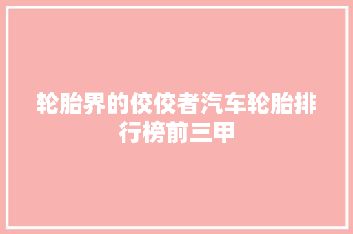 轮胎界的佼佼者汽车轮胎排行榜前三甲