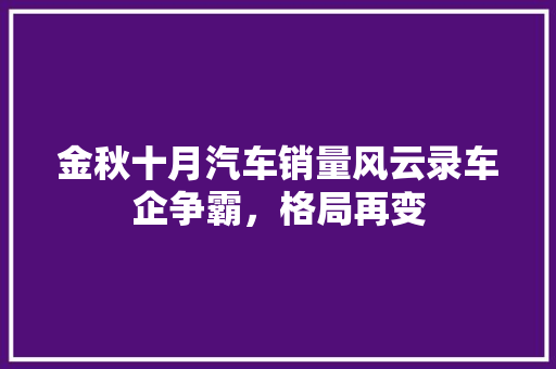 金秋十月汽车销量风云录车企争霸，格局再变